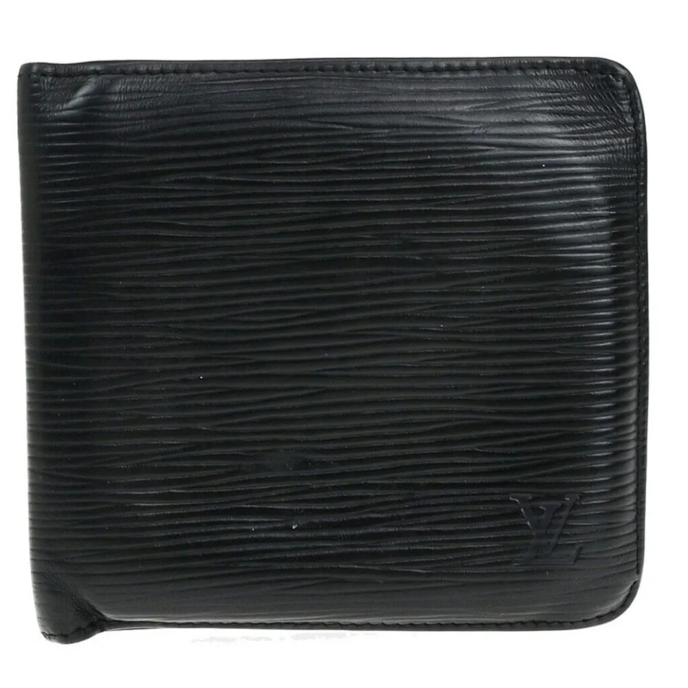 Louis Vuitton Porte Billets Cartes Credit Monnais Wallet Epi Black Bi Fold